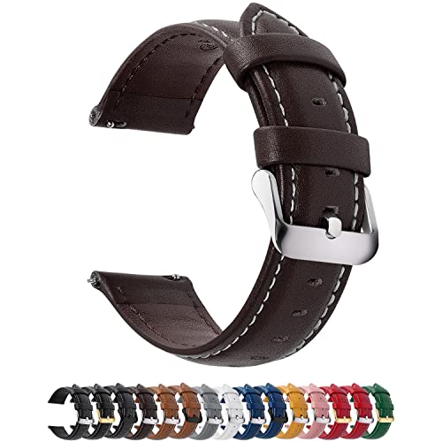 Fullmosa 12 Farben Uhrenarmband,22mm Vintage Lederarmband Ersatzrmbänder für Smartwatch und Universal-Uhr mit Edelstahl Schließe für Herren Damen,22mm Uhrband Dunkelbraun
