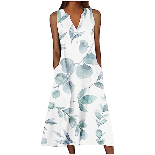 tsaChick Sommerkleid Damen leicht Baumwolle lang, Strandkleid Damen lang Sommer Pareo strandtunika strandponcho, Sommerkleid Damen midi, Gothic Kleidung für den Sommer Damen große größen, White, L
