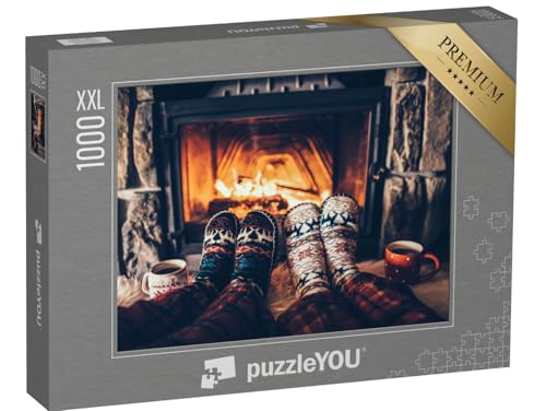 Puzzle 1000 Teile XXL „Weihnachten Steht vor der Tür: Füße in den Wollsocken vor dem Weihnachtskamin“ – aus der Puzzle-Kollektion Winter, Himmel & Jahreszeiten
