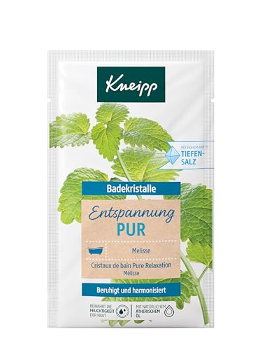 Kneipp Badekristalle Entspannung Pur - mit naturreinem Tiefensalz der Saline Luisenhall & natürlichem ätherischen Öl der Indischen Melisse & Extrakt der Zitronenmelisse - harmonisierend - 60g