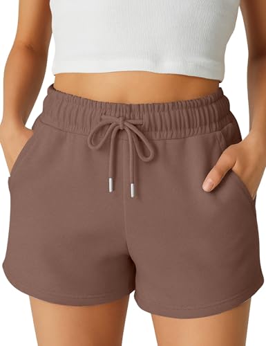 ROSS CAMP Kurze Hose Damen – Shorts Damen Sommer, Kurze Sporthose Laufshorts, Trainingshose Women Hosen Kurz Laufhose (Taupe, S)