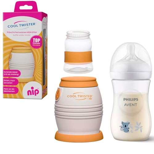 NIP Flaschenkühler Cool Twister Set mit PhilipsAvent NaturalResponse Babyflasche mit Sauger 1M+