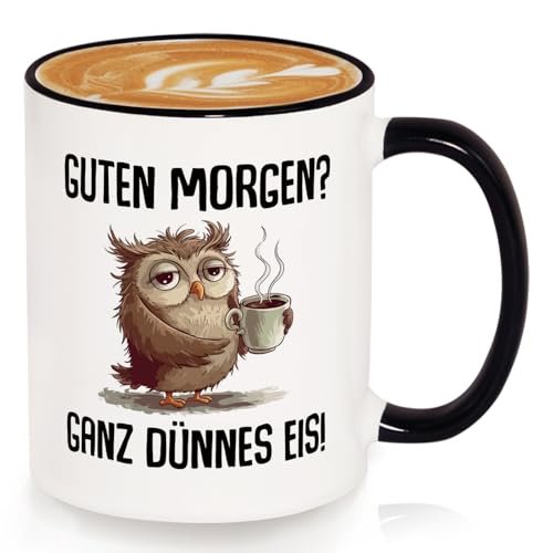 GoMelley Lustige Geschenke für Kollegen, Beste Freunde, Morgenmuffel, Geschenke für Kaffeeliebhaber, Tasse mit Eule und Spruch, Witzige Geschenkidee Kaffeetasse Geburtstag Weihnachten(11oz)