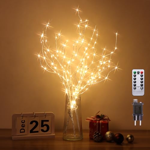 Guijiyi 3er Set Lichterbaum 144 LEDs Lichterzweige 8 Modi DIY Baum Licht Zweigstelle Birke Warmweißes Zweiglicht mit Stecker Leuchtzweige für Christmas Weihnachtsdeko Erntedankfest Deko Wohnzimmer
