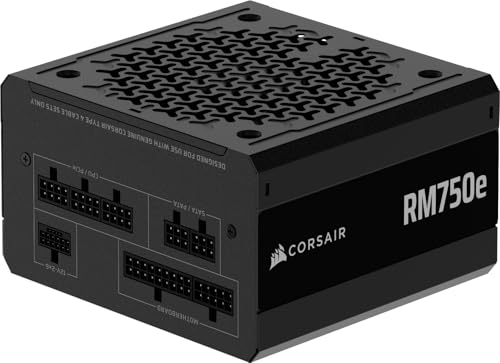 CORSAIR RM750e (2025) Geräuscharmes Vollständig Modulares ATX-Netzteil mit 12V-2x6 Kable – Zero RPM-Lüftermodus, ATX 3.1-Konform, PCIe 5.1-Unterstützung, Cybenetics Gold – Schwarz