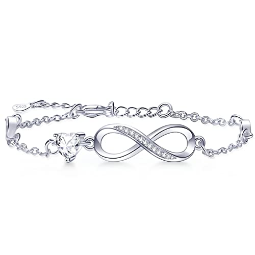 Tusuzik Weihnachtsgeschenke Geschenk für Frauen,Armband für Frauen 925 Sterling Silber Infinity Armbänder Schmuck Geschenke für Freundin Ehefrau
