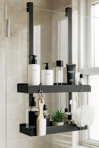 PICKPIFF Duschregal Ohne Bohren Duschablage Zum Hängen Badezimmer Organizer Shampoo Halterung Dusche Duschkorb Halterung Shower Shelf Mit 4 Haken Edelstahl 55.5x31.5x10.5 cm