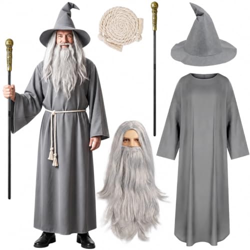 iZoeL Zauberer kostüm Herren,Mittelalterlicher Halloween Tunika Outfit