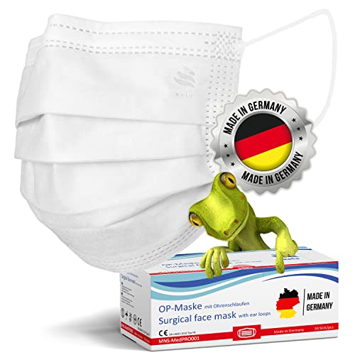 kela OP-Maske - 100x Medizinische Maske Weiß | 100% Made in Germany | OEKO-TEX Standard | Premium Atemschutz Mundschutz OP Maske | MNS Typ IIR Einwegmaske