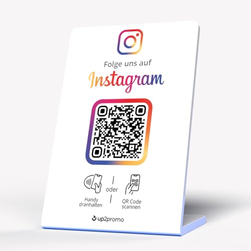 NFC & QR Aufsteller/Display/Schild für Instagram (weiß)