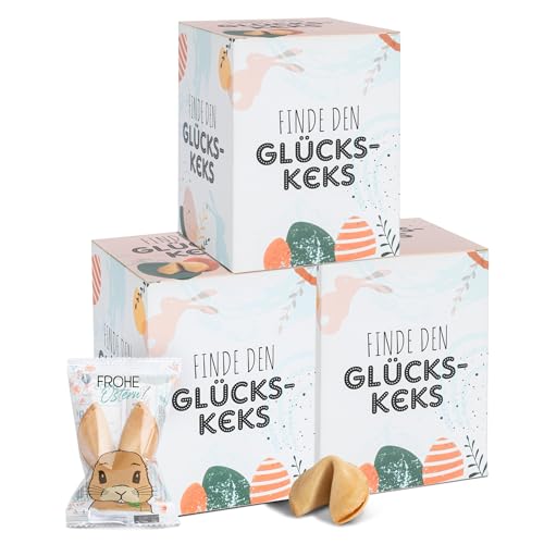 FOOD crew 36x Glückskekse Ostern - Ostersüßigkeiten - Glückskeks Einzeln Verpackt - Glückskekse mit Sprüchen Deutsch - Ostergeschenke - Vegane Süßigkeiten - Ostern Mitgebsel - Ostern Geschenke Kinder