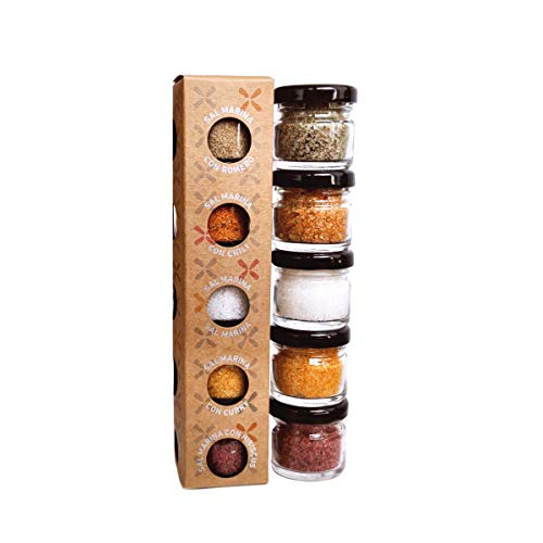 GLOSA MARINA - Sal Marina 5er Gourmet Salze Set No.1 - Meersalz aus Mallorca als ideales Gewürze Geschenkset Salzset (5x25g)