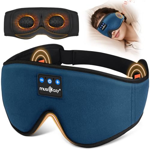 MUSICOZY Schlafkopfhörer,100% Verdunkelung 3D Schlafmaske mit Kopfhörer zum Schlafen,Weich schlaf kopfhörer mit Bluetooth V5.4 & 16 Stunden Spielzeit für Reisen/Nickerchen/Yoga/Meditation