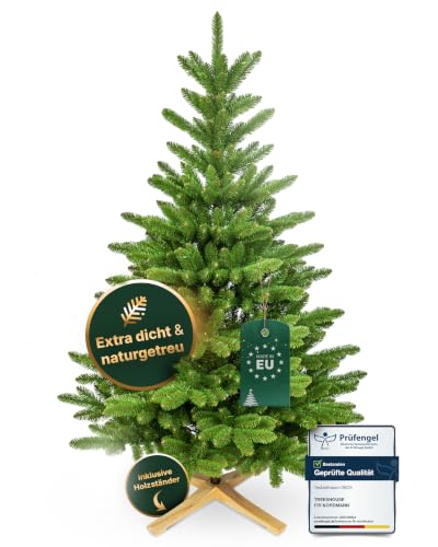 TreesHouse Weihnachtsbaum Nordmanntanne 150cm, FSC-Holzständer, PVC-Astwerk