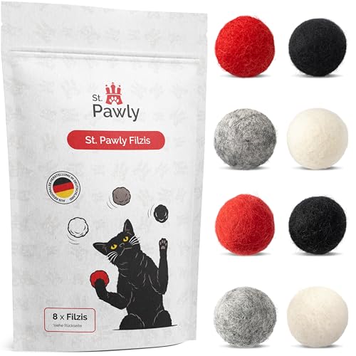 ST.PAWLY® Filzis - Katzenspielzeug - Filzbälle Katzen - Selbstbeschäftigung - nachhaltiges Spielzeug für Katzen - Katzenball interaktiv - 100% Schafwolle - Katzenspielzeug Natur