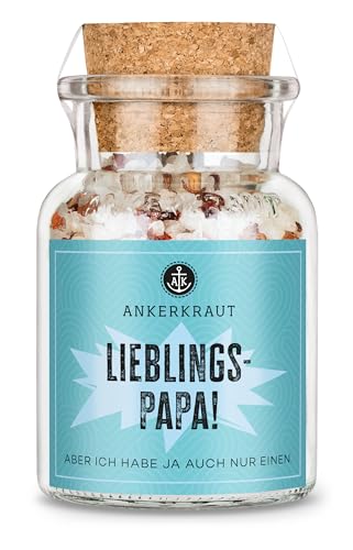 Ankerkraut Lieblingspapa Gewürz, Meersalz mit Chili und Pfeffer zum Würzen deiner Gerichte, Pasta, Kartoffeln & Co mit Aroma kochen, Geschenk zum Vatertag, 150 g im Korkenglas
