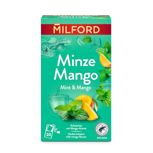 MILFORD Minze Mango | Kräutertee mit Mango-Aroma | 20 Teebeutel