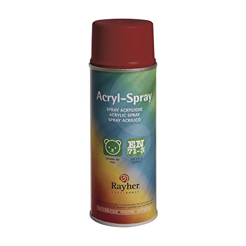 RAYHER HOBBY 34145287 Acryl-Spray, Acryllack, seidenmatt, Sprühlack für innen und außen, hohe Deckkraft, umweltbewusst spraylackieren, Dose 200 ml (1er Pack) klassikrot