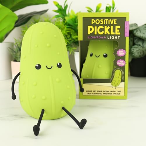 Positive Pickle Light – Soft-Touch-LED-Lampe zum Zusammendrücken, per USB wiederaufladbar, lustiges Schreibtisch- und Schlafzimmerlicht, Geschenk für Kinder und Erwachsene