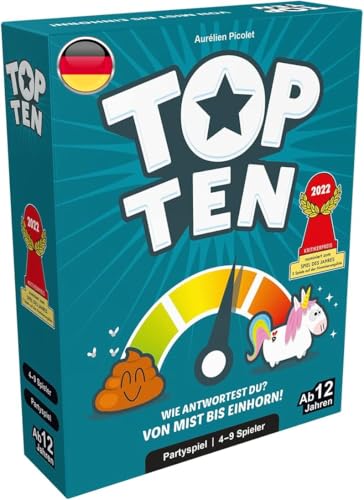Cocktail Games, Top Ten, Partyspiel, Nominiert zum Spiel des Jahres 2022, 4-9 Spieler, Ab 12+ Jahren, 30 Minuten, Deutsch, Mehrfarbig, Bunt