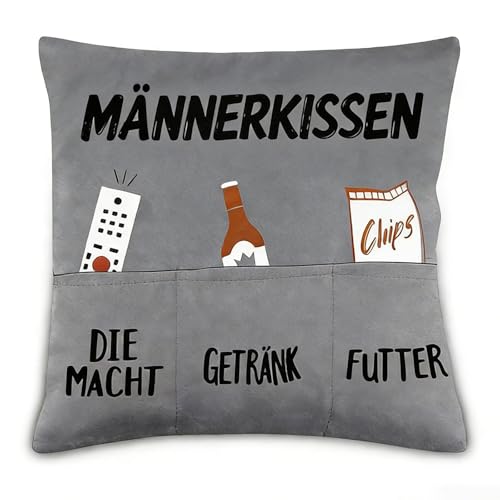 Männerkissen mit Taschen, Männergeschenke Geburtstag, Geschenke für Männer