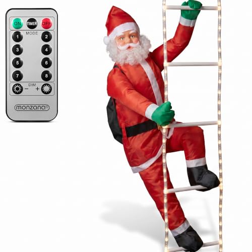 MONZANA LED Weihnachtsmann Leiter XXL In-/Outdoor Timer