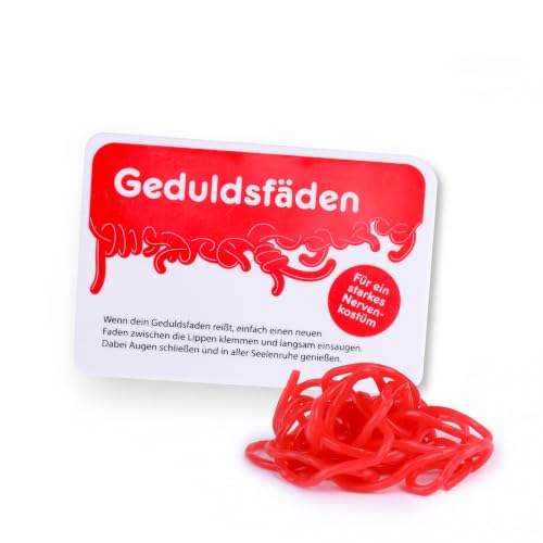 Liebeskummerpillen Geduldsfäden - Fruchtgummischnüre mit Erdbeergeschmack - Lustige Süßigkeiten für Kollegen, Freunde & Familie - Nervennahrung Anti Stress Fruchtgummi witziges Mitbringsel (24g)