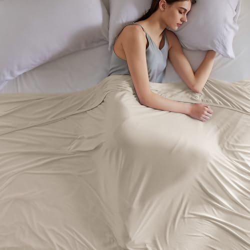 BEDSURE Kühldecke für Sommer 220X240cm - Sommerdecke Leichte Kühlfasern Arc-chill Q-Max>0.4,Kühl Decke Selbstkühlende für Heißschläfer Nachtschweiß, Sofadecke Reisedecke, Beige