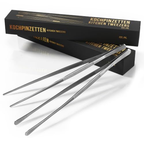 4smile Grillzange 30 cm - 2 Stück Grillzange Edelstahl, Silber