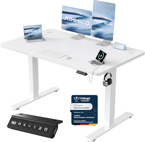 JUMMICO Höhenverstellbarer Schreibtisch 120 x 60 cm, USB-A-Anschluss