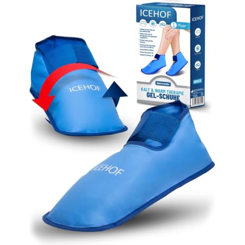 ICEHOF Kühlsocken (1 Paar) Sanfter Stoff, Kühl-Schuhe mit Gel, Füße kühlen | Chemotherapie, Extra lange Kühlung - Kältetherapie für Füße, Zehen, Fußgelenk, Eis-Socken Chemo - OneSize Unisex, blau