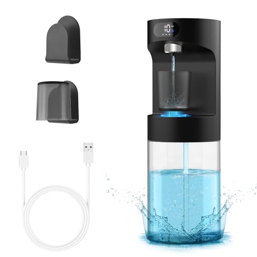 Dalugo Automatischer Mundwasser Spender, 600ml Wandbefestigung Automatischer Mundspülspender mit 2 Magnetbechern, Schwarz Elektrisch Mundspülung Spender für Kinder und Erwachsene, Badezimmer