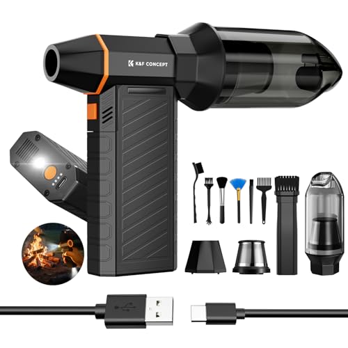 K&F CONCEPT 2 in 1 Magnetischer Elektrische Staubgebläse & Staubsauger 300000RPM Air Duster 2 LED-Leuchten 3 Gänge Wiederaufladbarer Bürstenloser Motor für PC, Tastatur, Auto, Zuhause, Außen