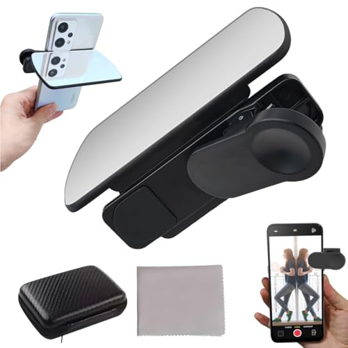 XPEX 1 PCS kamera-objektive,spiegeleffekt handy,Smartphone Kamera Spiegelreflexionsclip Mit Verstellbarem Handy Fotografie Zubehör Für Kreative Und Einzigartige Spiegel-Effekte(Schwarz)