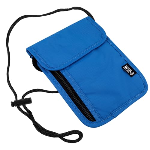 Brustbeutel mit RFID Schutz, Anti-Diebstahl Unisex Reisegeldbeutel, Wasserdicht Schwarz Handy Umhängetasche Herren, Brustbeutel Jungen für Passport,Kreditkarten,Smartphone,Münzen,Geld (blau)