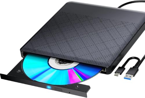 aelrsoch Externes Blu-ray Laufwerk Blu-ray Laufwerk BD DVD CD Player Lesen/Schreiben Tragbares Blu-ray Laufwerk USB 3.0 und Typ-C DVD Recorder Definition Blu-ray Recorder für Windows 7/8/10/11/MacOS