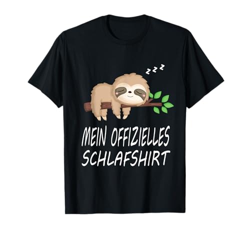 Langschläfer Morgenmuffel Nachteule Geschenkidee Faultier Nachthemd Schlafshirt Pyjama Schlafanzug Geschenk T-Shirt Schwarz S Klassisch Kentkragen Kurzarm Unisex Damen Herren Unisex Jugendliche