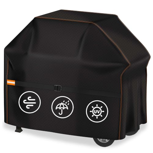 Enzeno Grillabdeckung Wetterfest,Gasgrill Grillabdeckung Regendicht BBQ Grill Schutzhülle Staubdicht Grill Abdeckplane für Weber,Brinkmann,Char Broil(145x61x122cm)