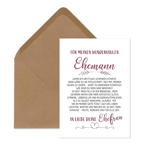 TypeStoff Postkarte mit Spruch - Für meinen wundervollen Ehemann - inkl. Briefumschlag, als Geschenk und Dekoration zum Thema Liebe - KP-01537