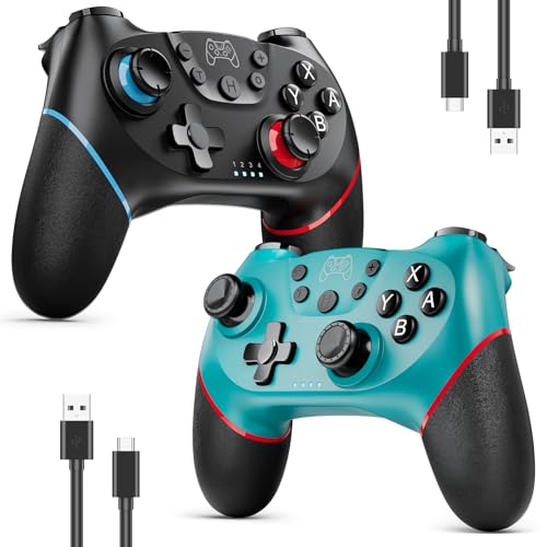 ETPARK 2 Stück Switch Controller für Switch/Switch 2/Switch Lite/Switch OLED,Controller für Switch mit Doppel Vibration,Switch Pro Controlle.r mit Aufwachen,Hall Joystick,6 Achsen Gyro,Turbo
