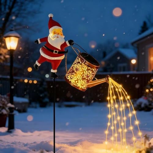 Solar Santa-GießKanne-Laterne, Weihnachtsmann Mit GießKanne, IP65 GießKanne Weihnachten, Christmas Santa Solars Kettle Lights, LED Solars Weihnachtsmann GießKanne Lichterkette (A)