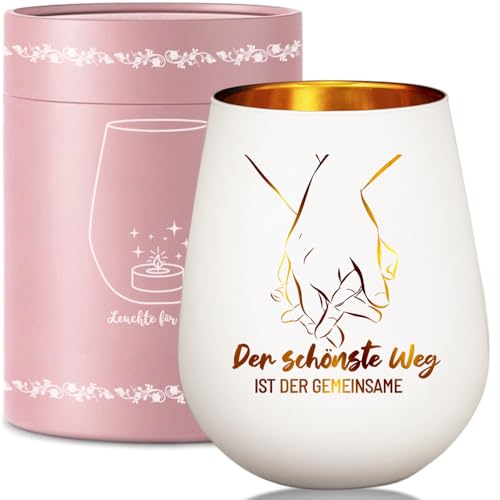 Windlicht Glas mit Geschenkbox, Geschenk zur Hochzeit, Hochzeitsgeschenk