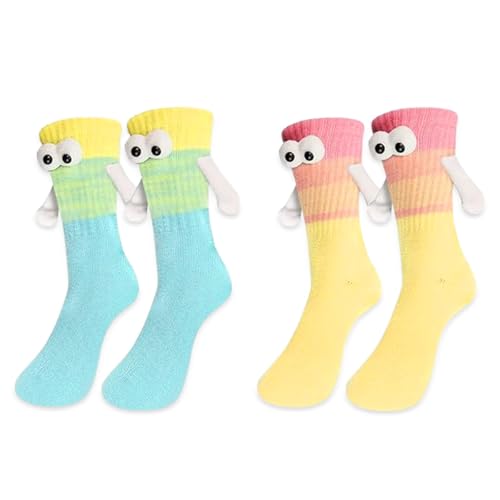 2 Paar Lustige Socken mit magnetischen Händen,Perfekt für jeden Anlass wie Valentinstag,Geburtstage,Socken Magnetische Hände für Liebe und Freundschaf Geschenkidee für Familie Freunde Kollegen