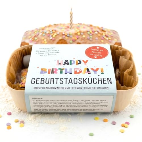 Geburtstagskuchen Backmischung Geschenkset mit Kerze und Konfetti