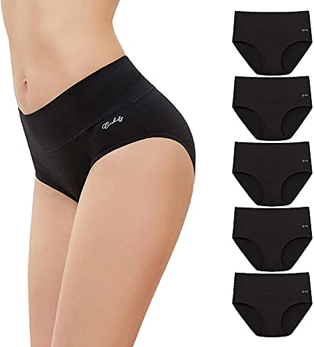 anqier Unterhosen Damen 5er Pack Stretch Baumwolle Hohe Taille Slips Damen