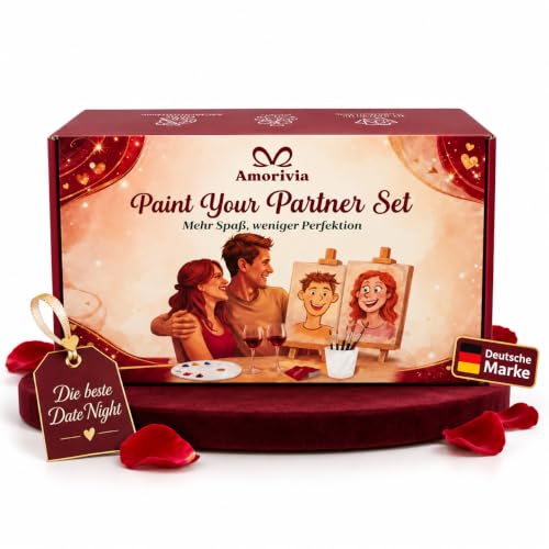Date Night Erlebnisbox für Paare – Kreatives Erlebnis für Zuhause | Malt euch gegenseitig auf Leinwand – Originelle Geschenkidee für Paare