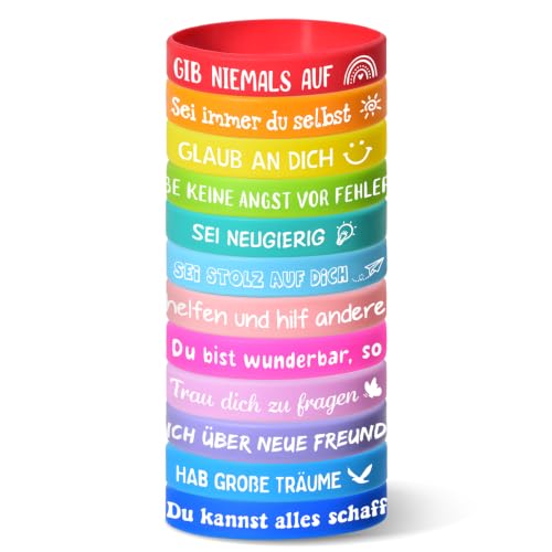 24 Stück Motivationsarmbänder Kinder, 18cm Inspirierende Silikon Armbänder