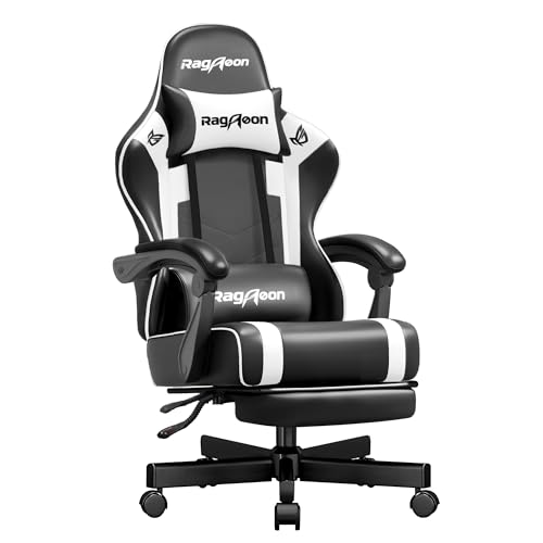 Riftracer Gaming Stuhl, Gaming Sessel Ergonomischer, Verstellbarer und Drehbarer Game Stuhl, mit Lendenwirbelstütze schwarz