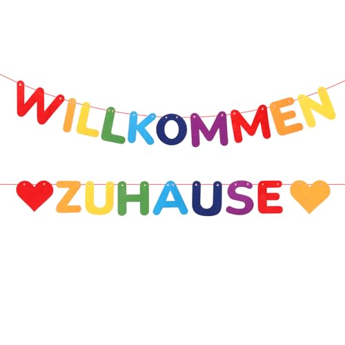 Willkommen Zuhause Banner Bunt Willkommen Zuhause Deko Girlande Herzlich Willkomme Zu Hause Welcome Home Banner für Freund Verwandte Rückkehr Familienfeiern Einzug Schule Saison Party Dekoration