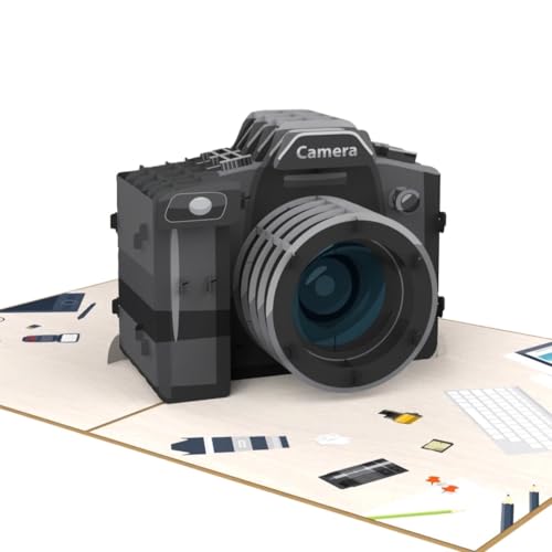 MOKIO® Pop-Up Karte – Kamera – 3D Grußkarte zum Geburtstag für Fotografen, Gutschein für Fotoshooting, Fotografie Geschenkidee